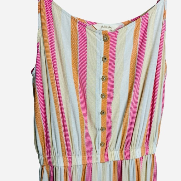 Matilda Jane Take A Chance Sleeveless Striped Jumpsuit Wide Leg Cropped Size S - Picture 5 of 10